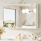 TokeShimi 36 x 24 Medicine Cabinet for Bathroom with Mirror, Assembly Required, Wall Mounted Medicine Cabinet with Tempered Beveled Mirror, Stepless Adjustable Shelves, DTC Hinge