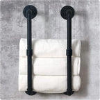HouseAid Industrial Pipe Towel Rack, Farmhouse Bathroom Towel Storage Holder, Vintage Style Towel Organization, Wall Mounted, Matte Black