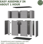 Aoxun 61 Cu.Ft Outdoor Storage Shed, Widened Outdoor Storage Cabinet Waterproof Vertical Resin Shed with Floor for Patio, Garden Tools, Pool Equipment, Easy to Assemble (Dark Grey)