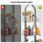 Shower Caddy Hanging (Silver), Adjustable Anti-Swing-Over The Shower Head Caddy, 3 Tier Height Bathroom Storage Organizer Bathroom Shelves Basket Rack Shower Caddies (3Tier)