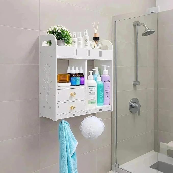 ShellKingdom Over The Toilet Storage Cabinet, Wall Mount Bathroom Cabinet, Narrow Bathroom Wall Cabinet with Doors and Shelf for Towel, Toilet Paper Storage, 16.9 x 14.96 x 7.08 inch