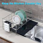 Large Dish Drying Rack, Expandable Dish Rack, 304 Stainless Steel Dish Racks for Kitchen Counter, Multifunctional Dish Drainers with Utensil Holder & Cutting Board Holder