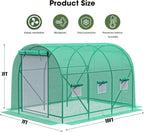 Grezone Walk-in Greenhouse Upgraded Green House with Dual Zippered Screen Doors & 6 Screen Windows Heavy Duty Plastic Plant Warm House with Reinforced Frame (10x7x7 FT)