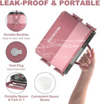 Lunch Box, Stackable 2 Layers Containers, Portable 64OZ Large Capacity Leakproof Bento Box with Spoon & Fork & Sauce Boxes, Microwave Safe Lunch Box for Kids and Adults
