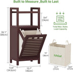 Homykic Tilt Out Laundry Hamper Cabinet, 10 Gal Bamboo Laundry Cabinet with Removable Basket, Hidden Hamper Organizer with Shelf for Dirty Clothes, Bathroom, Laundry Room, Space Saving, Espresso