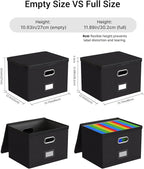 Oterri 1 Pack Large File Organizer Boxes with Lids, File Box with Mesh Pockets, Document Organizer Box for Legal/Letter Size Folders, Zippers Important Document Organizer (Black, Without Folders)