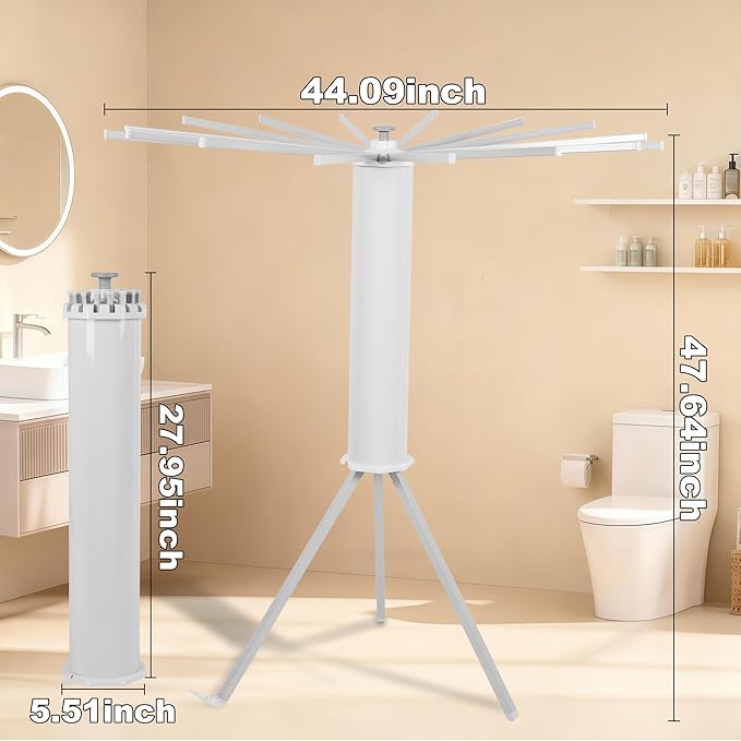 Clothes Drying Rack, Foldable Portable Drying Rack Clothing Space Saving, Upgraded Collapsible Standing Drying Rack with 16 Carbon Steel Poles for Indoor Laundry Clothes Towel Drying