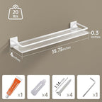 Acrylic Bathroom Floating Shelves - Set of 2, Wall Mounted Shelves for Suitable for Lavatory, Kitchen, Laundry Room, Farmhouse, for Item Storage/Room Decoration (White)