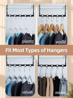 HOUSE DAY Space Saving Hangers, Black, 8 Pack, Collapsible Closet Organizer, Smart Hangers Plastic, Space Saver Hangers with 5 Holes, Sturdy Closet Organizers and Storage