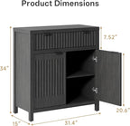 FLOWBACK Fluted Buffet Cabinet with Storage,34" Tall Kitchen Sideboard Cabinet Modern Credenza with Fluted Doors & Shelves Farmhouse Coffee Bar Media Console Accent Cabinets for Living Room, Entryway