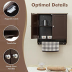 Giantex Bathroom Cabinet Wall Mounted - Over The Toilet Medicine Cabinet with Double Doors, Adjustable Shelf and Towels Bar, Above Toilet Storage Cabinet for Bedroom Kitchen Wall Cabinet (Coffee)