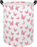 Butterfly Pink Laundry Hamper Girls Laundry Hamper Baby Laundry Basket Cute Toy Storage Bin Kids Hamper Butterfly Room Decor(Pink Butterfly)