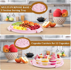 Cake Container - Cake Carrier with Lid and Handle， BPA-Free Cake Holder for 10 inch Cake with 2 Handles Cupcake Carrier - Plastic Cover Two Sided Base for Transport Pies Nuts Fruit Perfect Gifts