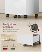 VASAGLE 2-Drawer File Cabinet, Small Rolling Filing Cabinet for Home Office, Printer Stand, for A4, Letter-Size Documents, 15.7 x 16.5 x 27.6 Inches, Snow White UOFC040W46