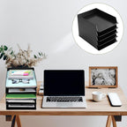 Wenqik 20 Pcs Stackable Paper Trays Rectangular Plastic Desk Holder Desktop Document File Organizer Storage Letter for Back to School Office Classroom (Black)