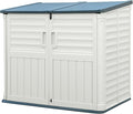 Greesum Outdoor Trash Can Storage Shed, 34 Cu.ft Waterproof Horizontal Storage Shed, Portable Horizontal Resin Storage Shed for Garden, Backyard, Patio, White