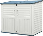 Greesum Outdoor Trash Can Storage Shed, 34 Cu.ft Waterproof Horizontal Storage Shed, Portable Horizontal Resin Storage Shed for Garden, Backyard, Patio, White