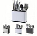 Utensil Holder,Stainless Steel Caddy Counter,Spoon holder,4 Compartments Silverware Caddy,Capacity Flatware Spoon Fork Tool Cutlery Holder（White）