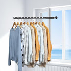 Clamp-on Clothes Drying Rack, No-Drill Foldable Laundry Drying Rack Clothing Wall Mounted, Indoor Outdoor Strong Load-Bearing Steel Laundry Hanger Dryer Rack for Balcony Window, 2 Pack