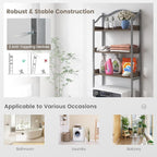 Tangkula Over The Toilet Storage Rack, 3-Tier Above Toilet Bathroom Shelf with Adjustable Bottom Bar & Anti-Toppling Devices, Metal Frame, Freestanding Bathroom Space Saver for Laundry (Silver, 66"H)