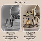 2 Tier Perfume Organizer for Dresser, Black Gold Perfume Makeup Perfume Stand Organizer for Vanity, Cosmetics Ideal Gift for Perfume Lovers-Black