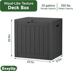 EasyUp 33 Gallon Resin Deck Box Waterproof, UV Resistant Outdoor Storage Box for Delivery, Porch, Patio and Garden, Stripe Black