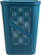 Mind Reader 60L Slim Laundry Hamper, Clothes Basket, Lid, Ventilated, Plastic, Set of 2, Blue