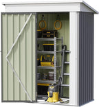 Devoko 5 x 3 FT Metal Storage Shed with Floor Frame Waterproof Garden Tool Shed with Lockable Door, Outdoor Shed Storage House for Backyard Patio Lawn, Grey