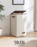 SOLEDI Laundry Hamper with Lid 90L Large & Tall Collapsible Laundry Basket, Clothes Hamper with Bag Removable Easy to Carry, Dirty Hampers for Bedroom, Bathroom, Dorm, College, Beige
