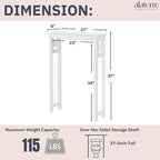 Derby Over-the-Toilet Storage Shelf – 37" Tall Bathroom Space Saver with Fixed Shelf & Open Gridwork Design – Modern Freestanding Organizer for Toiletries & Towels by Alaterre Furniture (White)