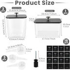 4 Pack Laundry Pods Container & Dryer Sheet Holder - Clear Plastic Laundry Room Organization Storage Containers with Black Lids, Scoops & Labels for Detergent Pods, Powder, Scent Boosters, Beads