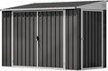 DWVO 7x4 FT Outdoor Weatherproof Storage Shed, Secure Metal Bike Shed w/Lockable Entry, Garden Storage Solution for Lawn Equipment, Tools, Waste Bin, Dark Gray