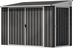 DWVO 7x4 FT Outdoor Weatherproof Storage Shed, Secure Metal Bike Shed w/Lockable Entry, Garden Storage Solution for Lawn Equipment, Tools, Waste Bin, Dark Gray