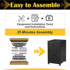 2 Drawer File Cabinet with Lock，Black Rolling File Cabinet for Home Office, Metal Small Mobile Filing Cabinets on Wheels for Hanging Letter