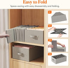 Lifewit Wardrobe Clothes Organizer 12 Pack, Large Size 6 Grids Closet Jean Storage Bins with Handles and Support Boards, Foldable Drawer Dividers for Sweater, Pants, T-Shirt, Hoodie, Dress, Grey