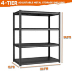 Garage Shelving Unit 2200 LBs Storage Shelves Heavy Duty, 4 Tier Adjustable Metal Shelf Industrial Utility Shelf Organiazation Storage Racks for Tools Garage Basement Warehouse 35.4"W*15.7"D*54.3"H