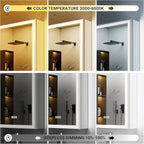 16"x60" Tall Lighted Medicine Cabinet with Mirror Door & Brush Nickel Bevel Frame, Surface or Recessed LED Bathroom Mirror Cabinet with Outlet, 5-Tier Adjustable Shelf & Sensor Inner Light