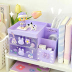 2 Drawer Storage Organizer Small Plastic Drawer Kawaii Purple Desk Organizer Drawer for Bathroom, Dorm, Desk, Office