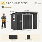 DWVO 9' x 4' Outdoor Storage Shed with Windows, Lockable Double Doors, Sloped Roof, Heavy-Duty Steel Shed for Garden & Patio, Large Backyard Tool Organizer, Dark Gray