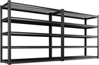 2Pack 59" W Heavy Duty 5-Tier Garage Shelving Unit,2500 lbs Capacity Adjustable Metal Storage Rack, Boltless Steel Shelves for Garage, Basement, Warehouse, Pantry & Kitchen 72"x59"x20",Black