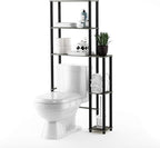Furinno Turn-N-Tube Over The Toilet Storage, 5 Shelves Bathroom Organizer Space Saver Rack, French Oak Grey/Black