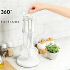 Kitchen Utensil Hanger Stainless Steel Utensil holder Rotatable Cooking Utensils Holder with 8 Hooks, Hanging Spoon Spatula Holder , White (Without Kitchen Utensils)