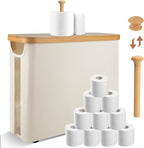 Anfly Bamboo Toilet Paper Storage Organizer with Lid - Holds 12 Mega Rolls, Countertop Bathroom Tissue Holder Cabinet, TP Storage Basket