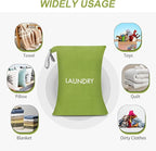 WiseBoy Laundry Bag, 23.6x35 inch Oversized Laundry Bags, Travel Laundry Bag Dirty Clothes Organizer, Nylon Wet Dry Storage Bag for College Dorm, Camping, Caravan, Green