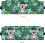 Small Bathroom Basket Toilet Tank Topper Paper Basket Fabric Bin Shelf Multi-purpose Storage Basket Caddy with Handles for Bathroom Counter, Koala Tropical Monstera Leaf Green