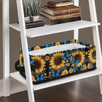 Storage Basket Bins Multi-Functional Toilet Paper Baskets Rectangular Collapsible Organizer Living Room Organization for Small Items, Sunflower Blue Butterfly Black