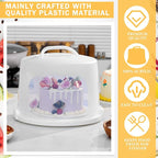 Baderke 10 Inch Round Cake Carrier with Lid and Handle - Two Sided Cake Holder & Box for Transport, Pie, Cupcake(White)