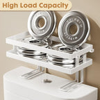 ShellKingdom Over The Toilet Storage Shelf, Toilet Paper Holder Stand Shelves, Punch-Free Bathroom Storage Rack with 2 Hooks, Small Space Organizers for Bathroom, Home, Countertop, White