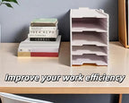 A4 Wooden Desk Letter Tray, Paper Organizer Storage with Adjustable Shelves, Stackable File Sorter for Notes, Pens, File Paper and Desk(Portrait-6tray(with 5 Adjustable Shelves))