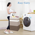 BlissTotes 3-Pack Laundry Basket, Freestanding＆Waterproof Laundry Hamper, Collapsible Tall Clothes Hamper with Easy Carry Handles for Clothes, Towels in the Family and Dorm,Gradient Khaki,88L